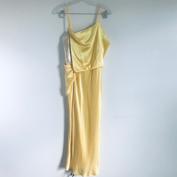 Topshop NWT Yellow Satin Slip on Dress Sz 6 - Picture 4 of 12